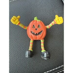Smiling Jack-O'-Lantern Vintage Pin Brooch Flexible Arms & Legs Easter Unlimited
